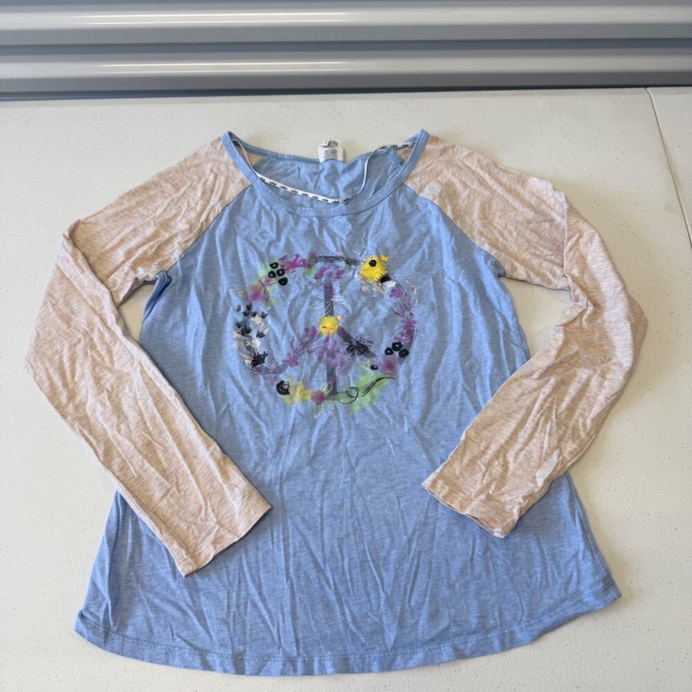 Vivilish Women's Floral Peace T-Shirt, Blue, Large